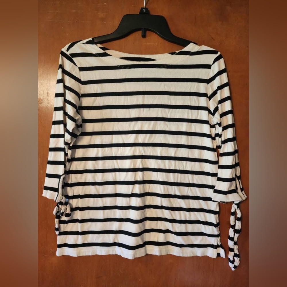 Black and White Striped Women's Top